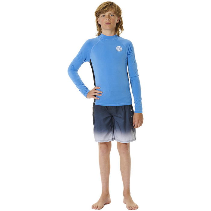 2024 Rip Curl Junior Icons UV Brushed Long Sleeve Rash Vest 11YBRV - Blue Gum